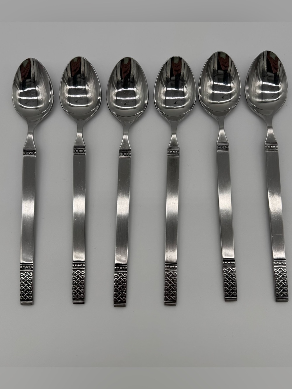 Vintage Danika Stainless MSI Japan Celtic Knot Iced Tea Spoons Set Of 6